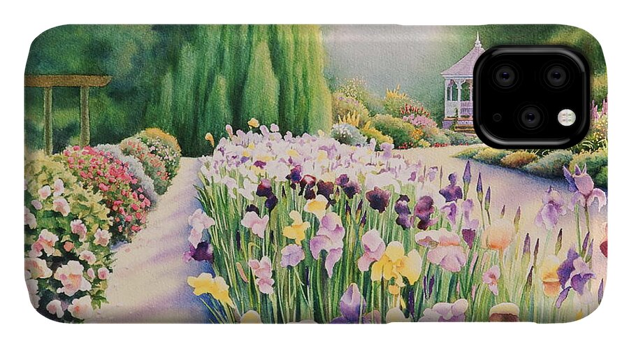 Watercolor iPhone 11 Case featuring the painting Gazebo Retreat by Daniel Dayley