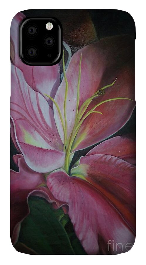 Oriental Lily iPhone 11 Case featuring the painting Georgia on My Mind by Marlene Book