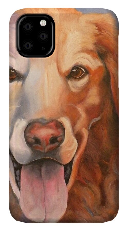 Dogs iPhone 11 Case featuring the painting Golden Retriever Till There Was You by Susan A Becker