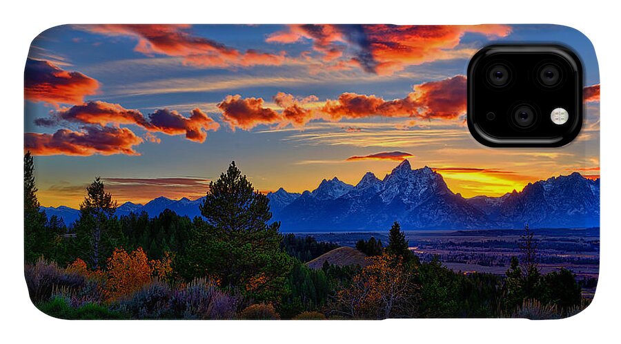 Tetons iPhone 11 Case featuring the photograph Grand Teton Sunset by Greg Norrell