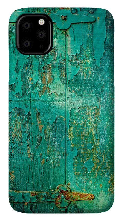 Weathered iPhone 11 Case featuring the photograph Green Door - Carmel by the Sea by David Smith