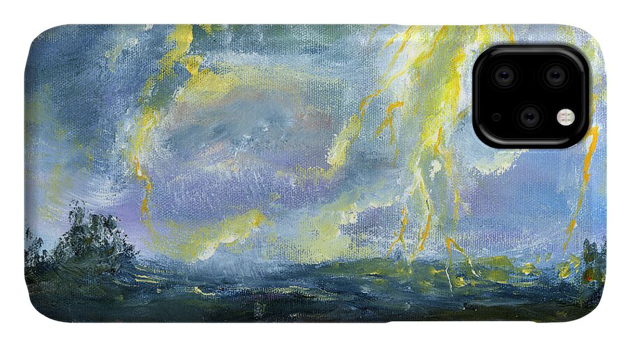  iPhone 11 Case featuring the painting Hand Painted Art Louisiana Storm by Lenora De Lude