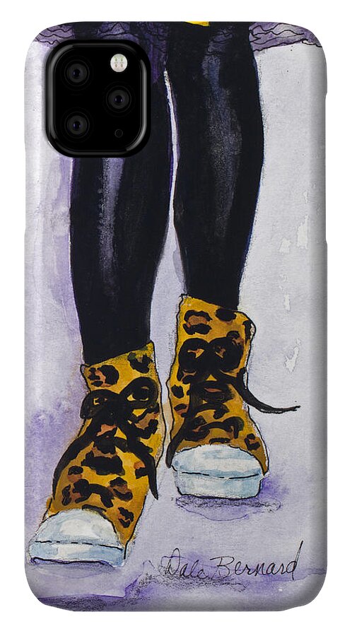 Leopard Shoes iPhone 11 Case featuring the painting Happy Feet No. 2 by Dale Bernard