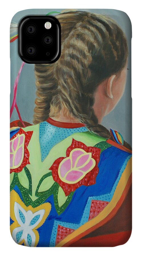 Native American iPhone 11 Case featuring the painting Heritage by Jill Ciccone Pike