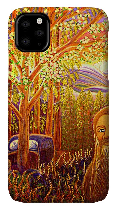  Painting iPhone 11 Case featuring the painting Hidden Mountain Man by Hidden Mountain