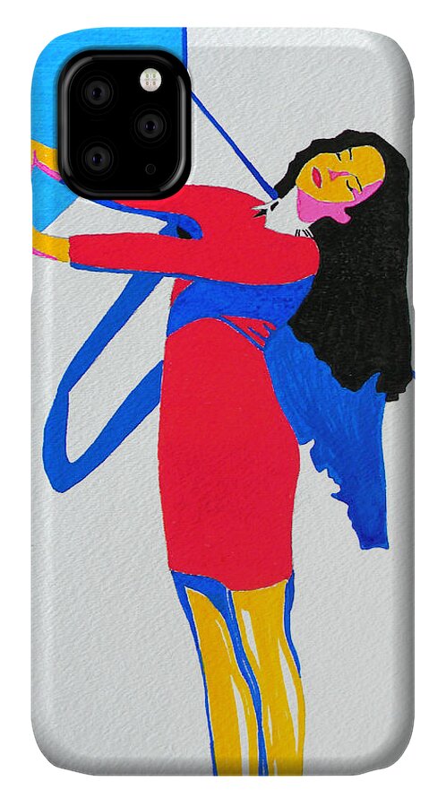 Woman iPhone 11 Case featuring the painting Homage To CARVEN by Marwan George Khoury