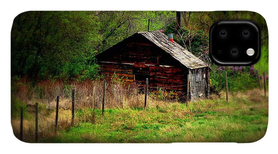 Loghouse iPhone 11 Case featuring the photograph Homestead - Vaseux Lake by Guy Hoffman