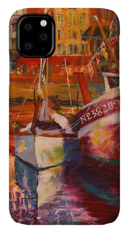 Boat iPhone 11 Case featuring the painting Honfleur Harbor by Tara Moorman