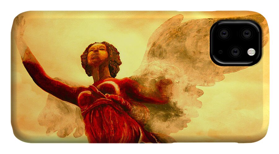 Giorgio iPhone 11 Case featuring the painting I See my Angel coming forth by Giorgio Tuscani