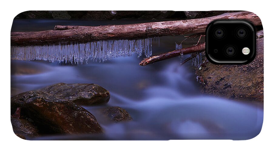 Smsp iPhone 11 Case featuring the photograph Icicles on the River by Mark Steven Houser