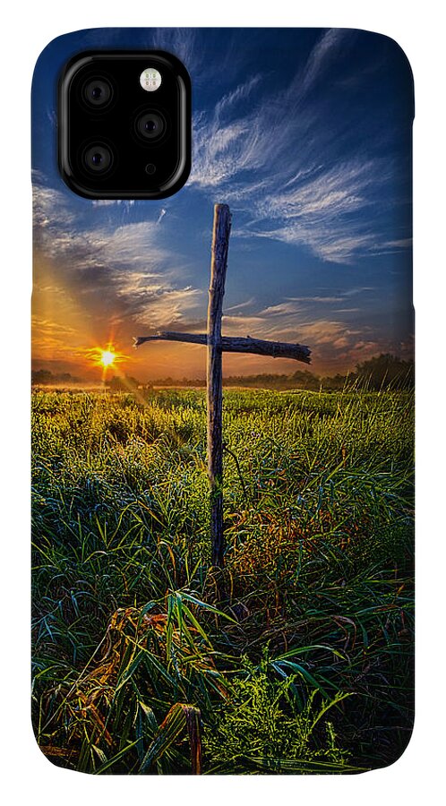 Cross iPhone 11 Case featuring the photograph In His Glory by Phil Koch