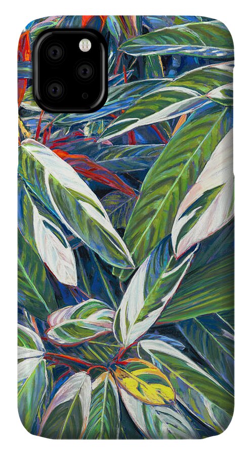 Birdseye Art Studio iPhone 11 Case featuring the painting Stromanthe sanguinea by Nick Payne