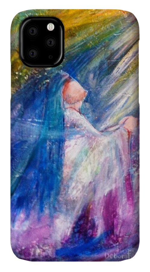 Jesus iPhone 11 Case featuring the painting In The Garden by Deborah Nell