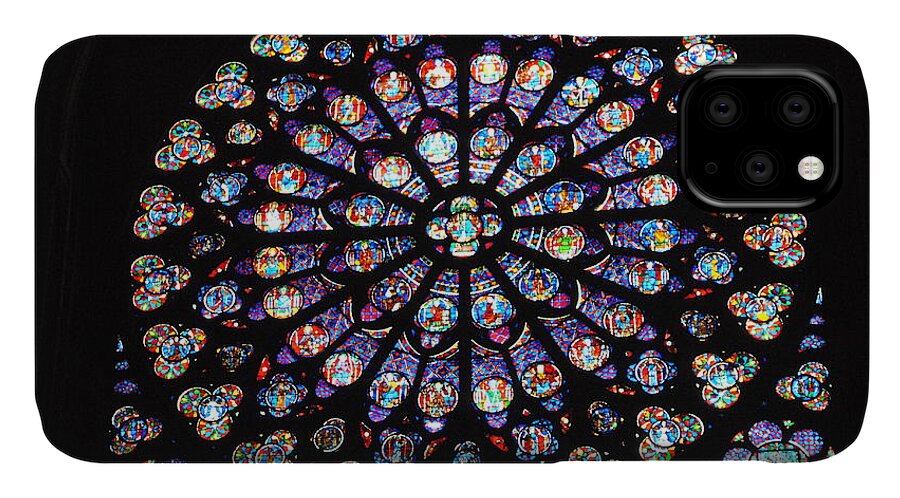 Inspirational iPhone 11 Case featuring the photograph Inspirational - Rose Window of Chartres Cathedral France by Jacqueline M Lewis