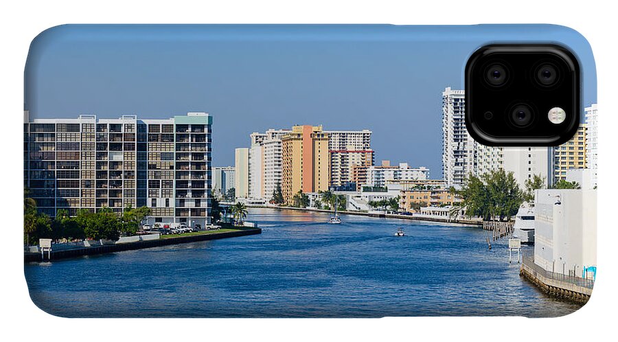 Hollywood iPhone 11 Case featuring the photograph Intracoastal Waterway in Hollywood Florida by Les Palenik