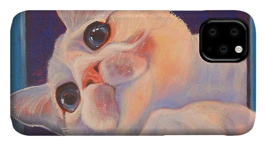 Cat iPhone 11 Case featuring the painting I've Been Framed by Susan A Becker