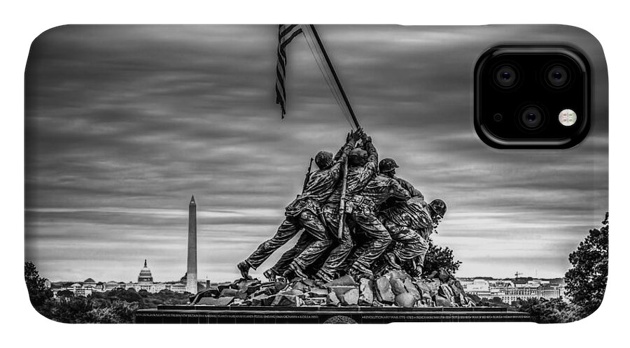 Iwo Jima Monument iPhone 11 Case featuring the photograph Iwo Jima Monument Black and White by David Morefield