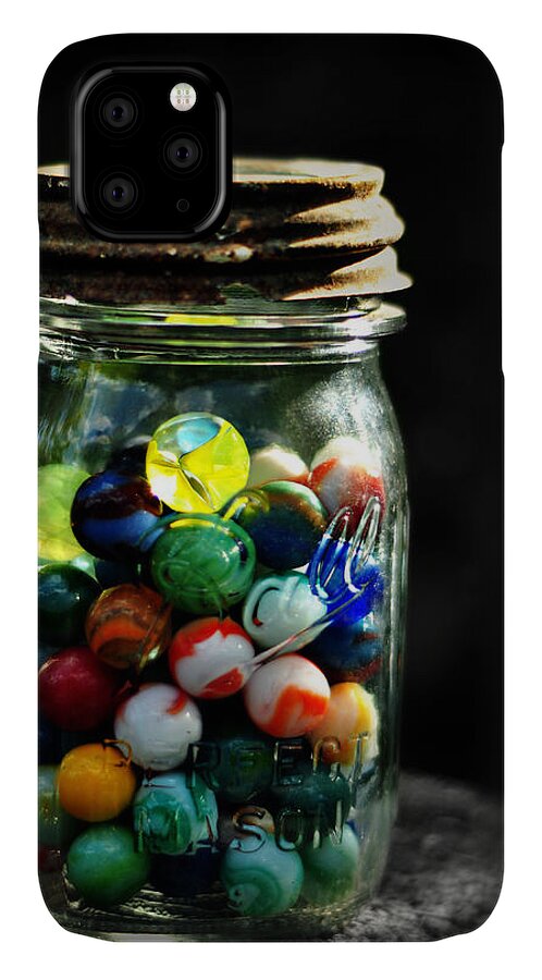 Marbles iPhone 11 Case featuring the photograph Jar Full of Sunshine by Rebecca Sherman
