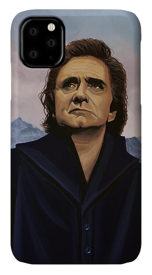 Johnny Cash iPhone 11 Case featuring the painting Johnny Cash Painting by Paul Meijering