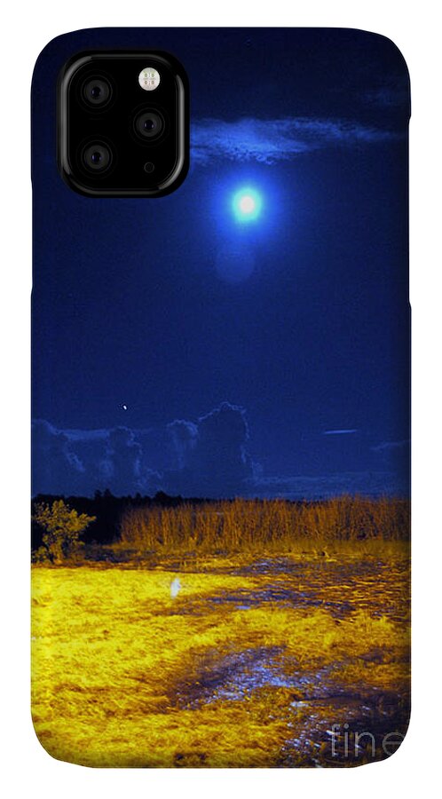 Sky iPhone 11 Case featuring the photograph Moonrise Over Rochelle - Portrait by George D Gordon III