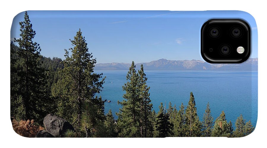 Lake Tahoe iPhone 11 Case featuring the photograph Lake Tahoe Through the Trees by Jayne Wilson