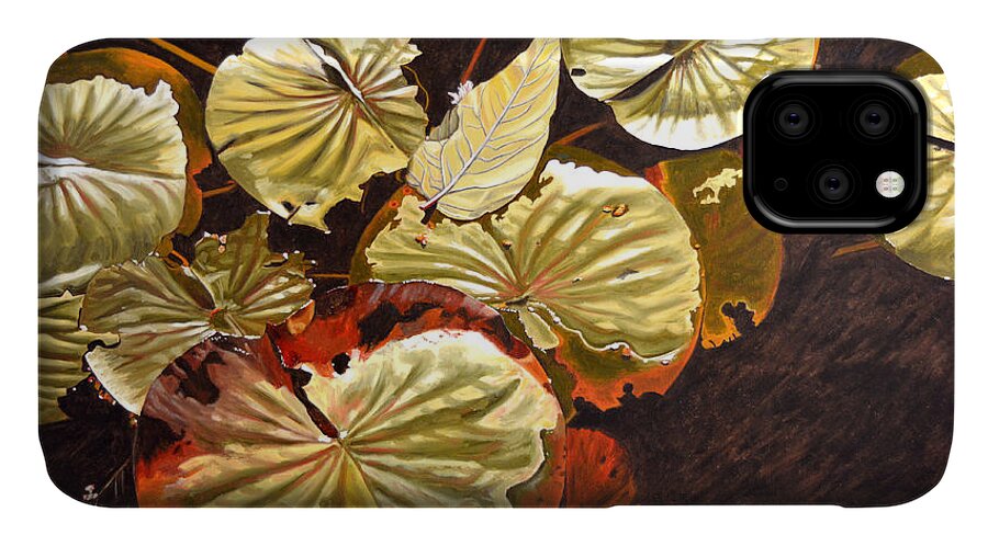 Waterlilies iPhone 11 Case featuring the painting Lake Washington Lily Pad 11 by Thu Nguyen