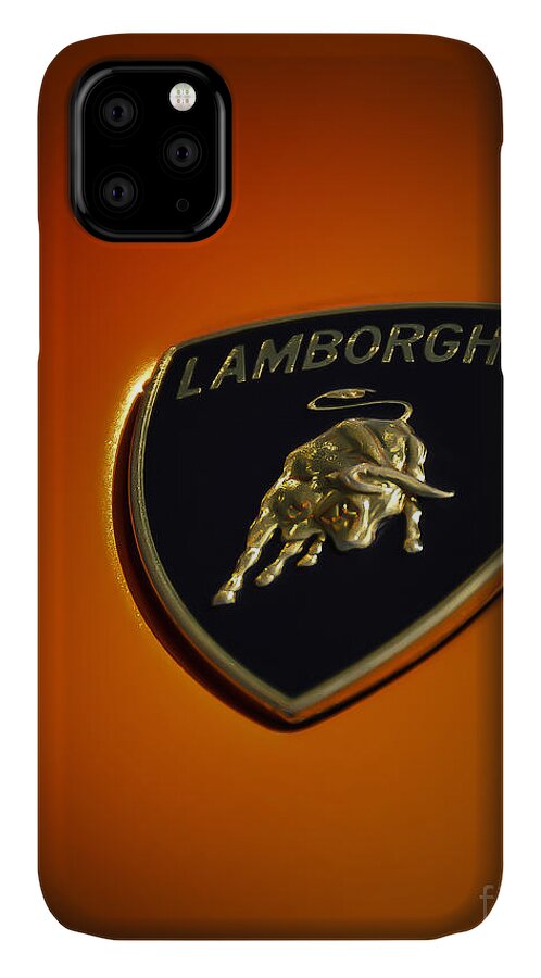 Ken Johnson iPhone 11 Case featuring the photograph Lamborghini Murcielago Badge Emblem by Ken Johnson