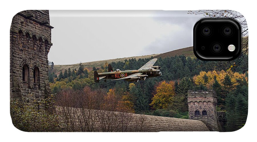 Two Lancasters iPhone 11 Case featuring the digital art Lancaster KC-A at the Derwent Dam by Gary Eason