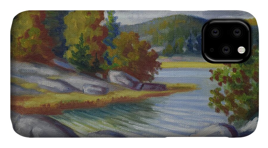 Kolehmainen iPhone 11 Case featuring the painting Landscape from Finland by Kolehmainen