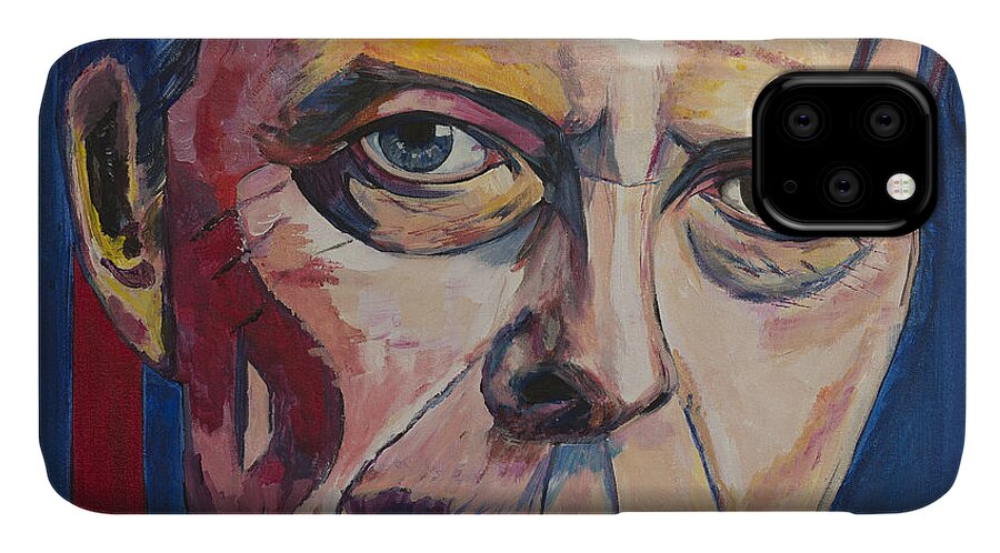 David Bowie iPhone 11 Case featuring the painting Lets Dance by Christel Roelandt