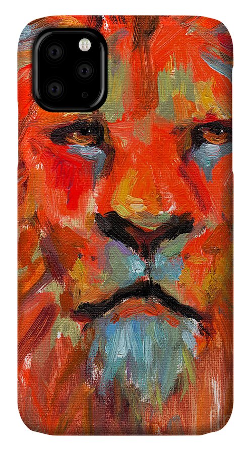 Lion iPhone 11 Case featuring the painting Lion by Svetlana Novikova