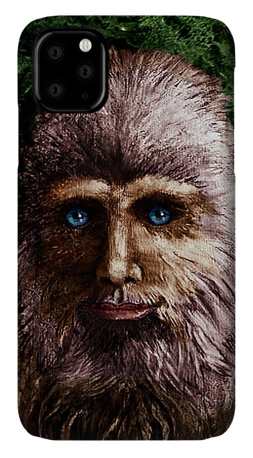 Bigfoot iPhone 11 Case featuring the painting Look Into My Eyes... by Hartmut Jager