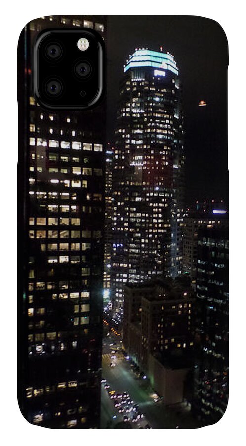 Los Angeles iPhone 11 Case featuring the photograph Los Angeles Nightscape by HEVi FineArt