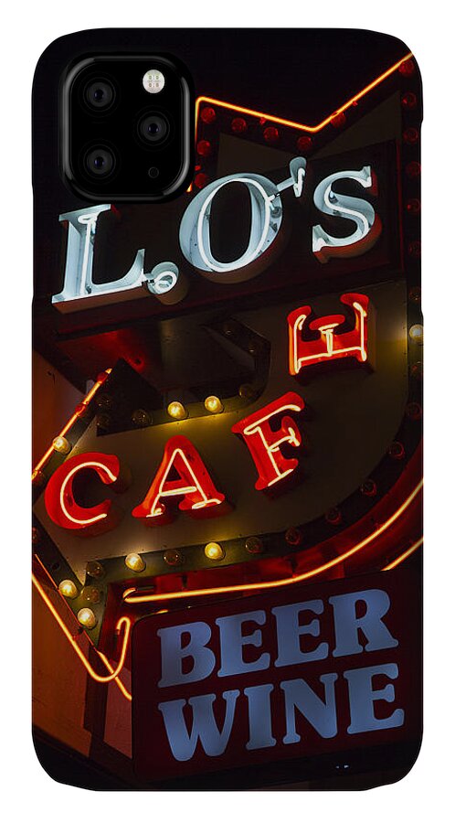 Retro iPhone 11 Case featuring the photograph L.O's Cafe by Gigi Ebert