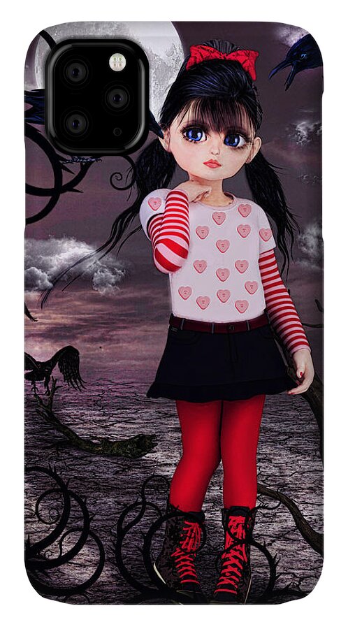 Girl iPhone 11 Case featuring the digital art Lost little girl by Alicia Hollinger