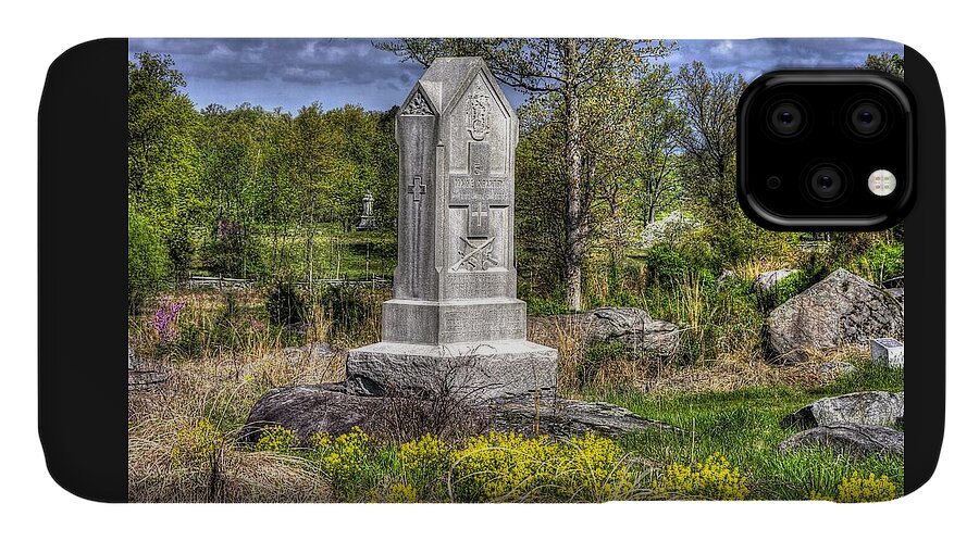 Civil War iPhone 11 Case featuring the photograph Maine at Gettysburg - 5th Maine Volunteer Infantry Regiment Just North of Little Round Top by Michael Mazaika