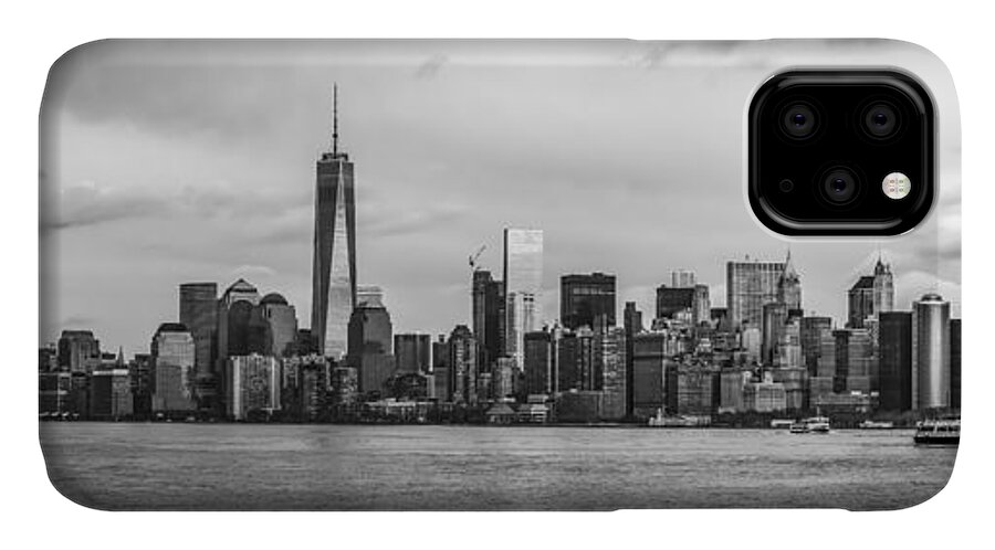 Manhattan iPhone 11 Case featuring the photograph Manhattan Skyline Black and White by David Morefield