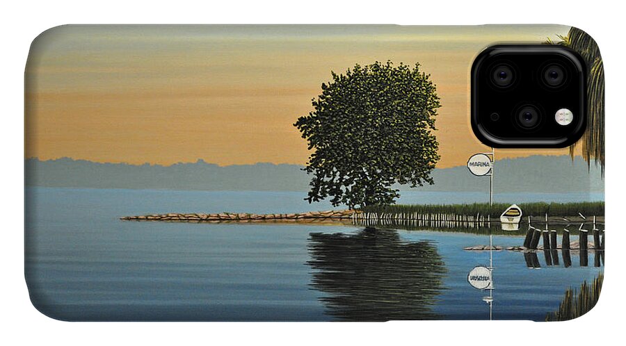 Landscapes iPhone 11 Case featuring the painting Marina Morning by Kenneth M Kirsch