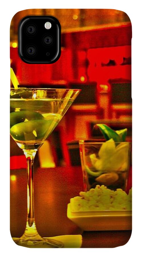 Martini iPhone 11 Case featuring the mixed media Martini Time by Alicia Kent