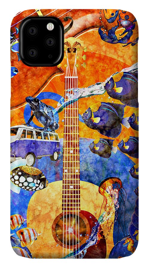 Bold iPhone 11 Case featuring the painting Melodies and Sunset Seas by Ally White