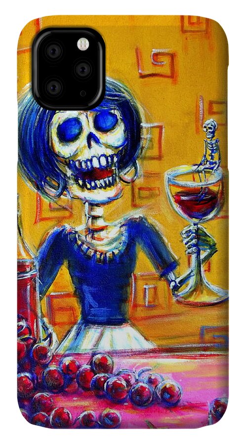 Day Of The Dead iPhone 11 Case featuring the painting Mi Cabernet by Heather Calderon