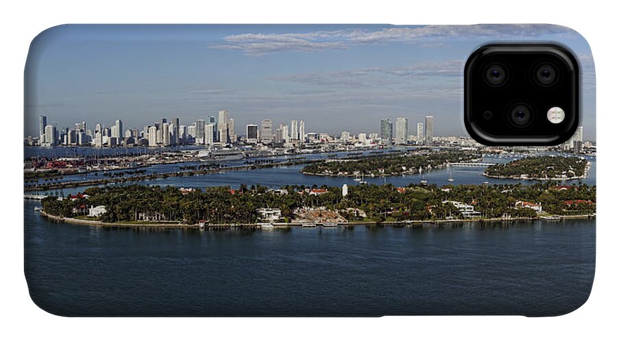Star Island iPhone 11 Case featuring the photograph Miami and Star Island Skyline by Gary Dean Mercer Clark