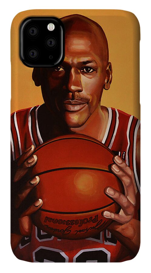 Michael Jordan iPhone 11 Case featuring the painting Michael Jordan 2 by Paul Meijering