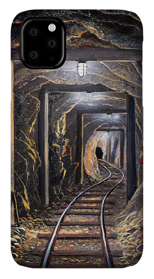 Mural iPhone 11 Case featuring the painting Mine Shaft Mural by Frank Wilson