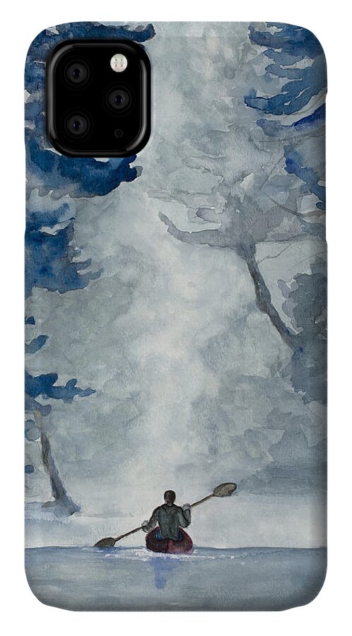 Watercolor iPhone 11 Case featuring the painting Misty Morning Sojourn by Dale Bernard