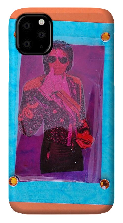 Mixed Media iPhone 11 Case featuring the drawing MJ Grammy awards by Karen Buford