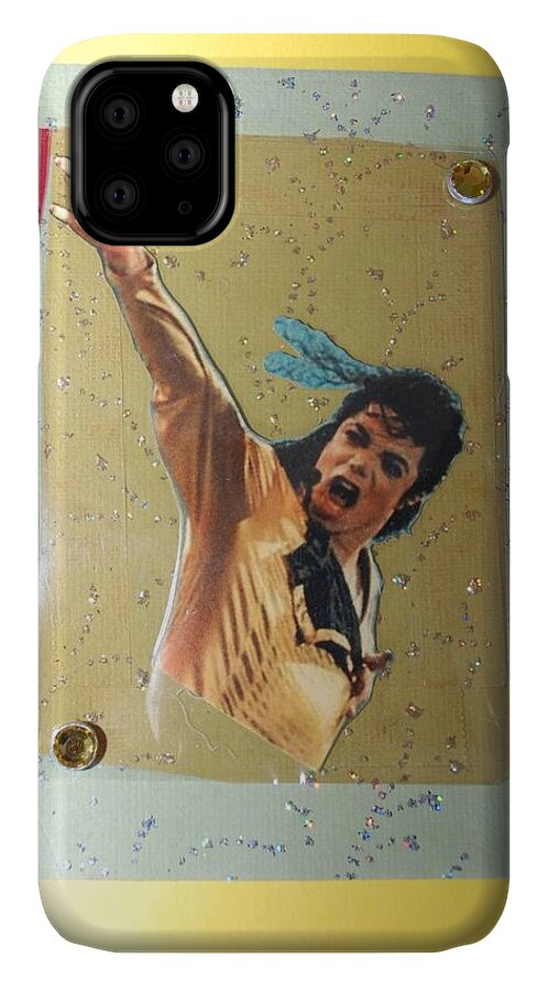 Mixed Media iPhone 11 Case featuring the drawing MJ Leave Me Alone by Karen Buford