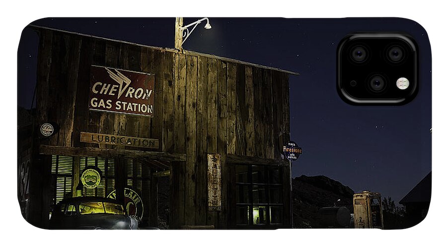  iPhone 11 Case featuring the photograph Mojave Nights at the Chevron Gas Station by James Sage