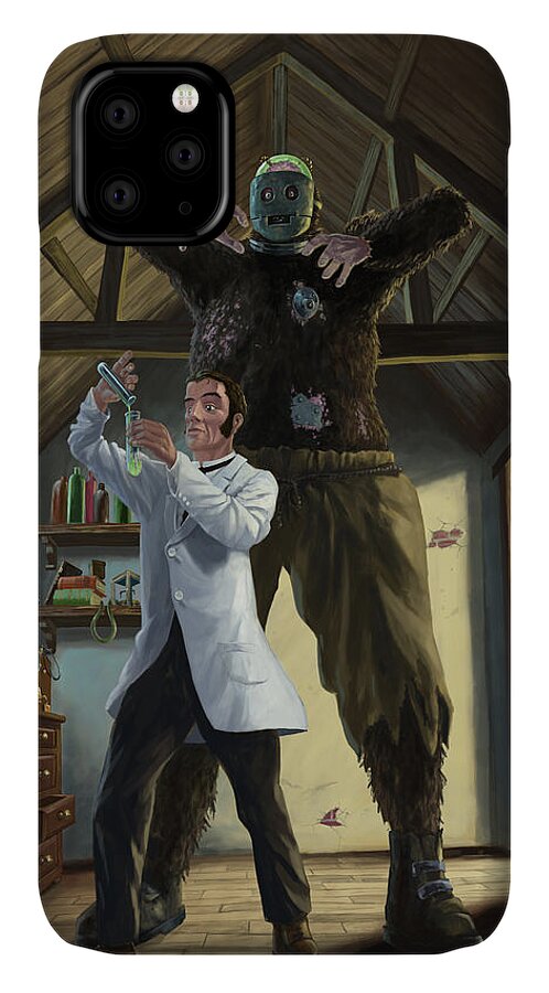 Monster iPhone 11 Case featuring the painting Monster In Victorian Science Laboratory by Martin Davey