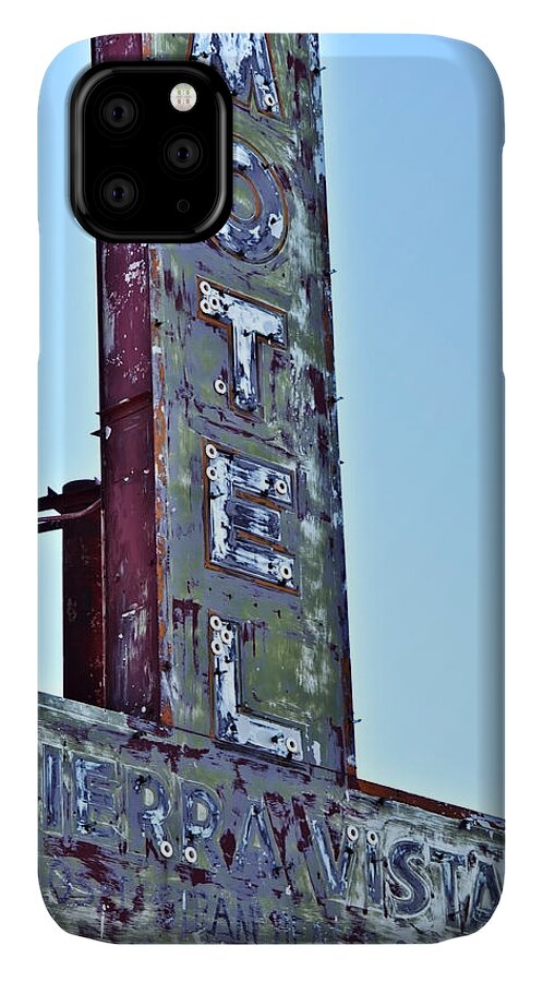 Photography iPhone 11 Case featuring the photograph Motel Sierra Vista Vintage Neon Sign by Gigi Ebert